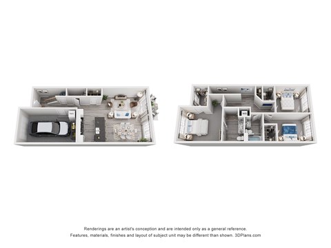 Floor plan for 3 beds, 2.5 baths, 1515 sqft